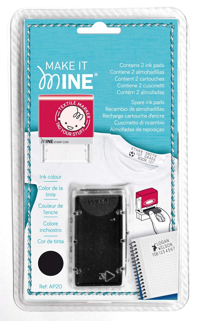 MINE Stamp Replacement Ink Cartridge for MINE Stamp Models, 2 Pack, Black (039615) - Image 1